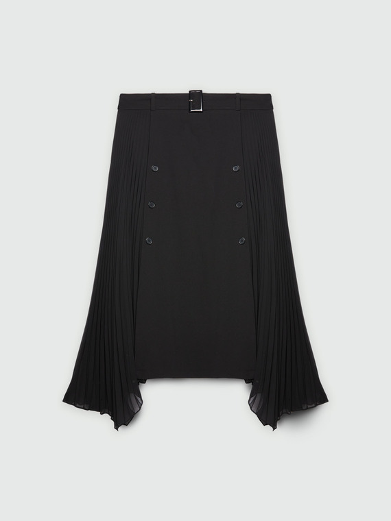 Midi skirt with pleated inserts