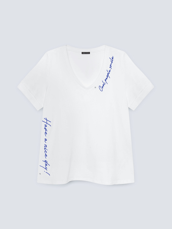 T-Shirt mit gesticktem Schriftzug