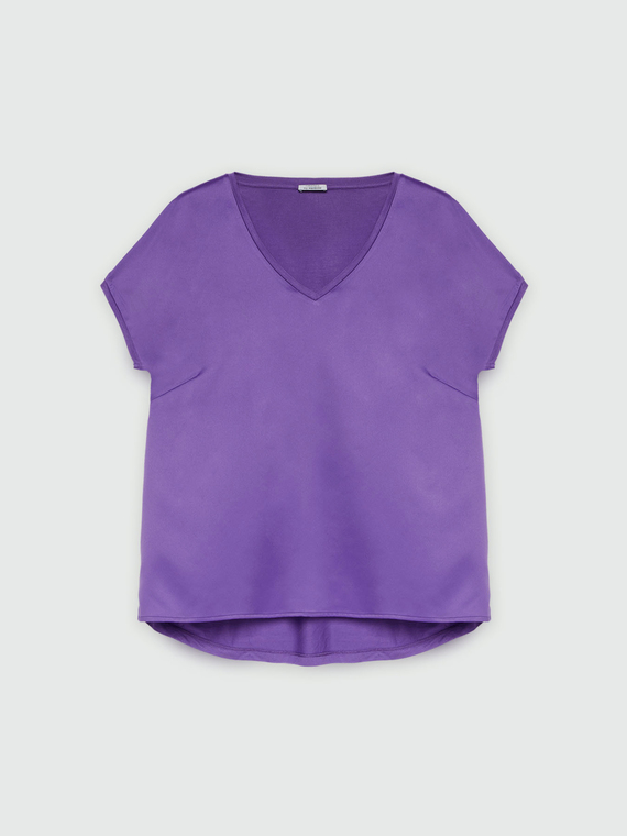 Satin and jersey T-shirt