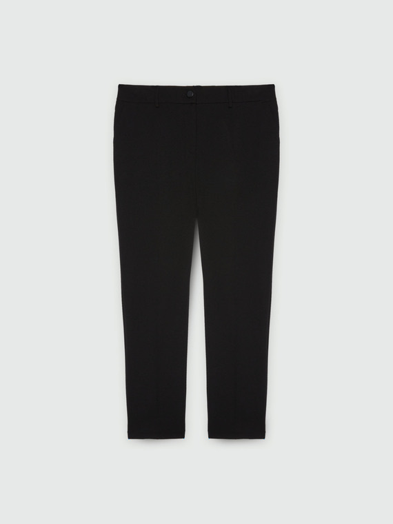 Straight-leg crêpe scuba fabric trousers