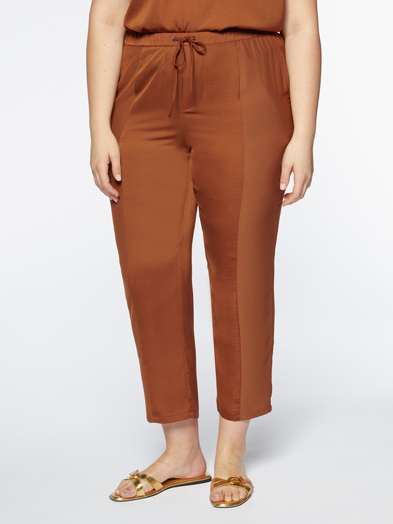 Straight-leg satin trousers