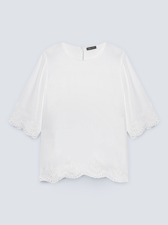 Blusa con fondo effetto pizzo