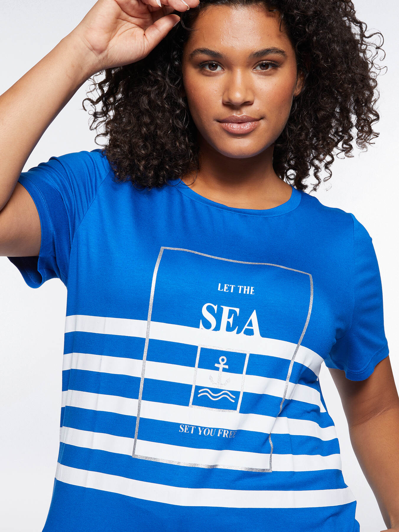 T-shirt with sailor-style print image number 0