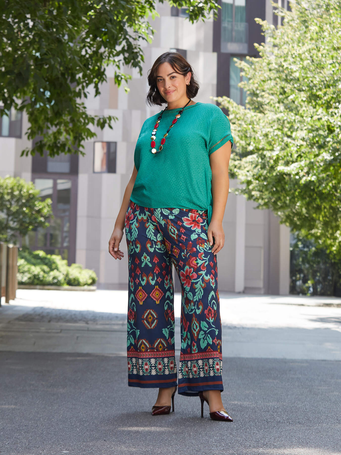 Printed palazzo trousers image number 0