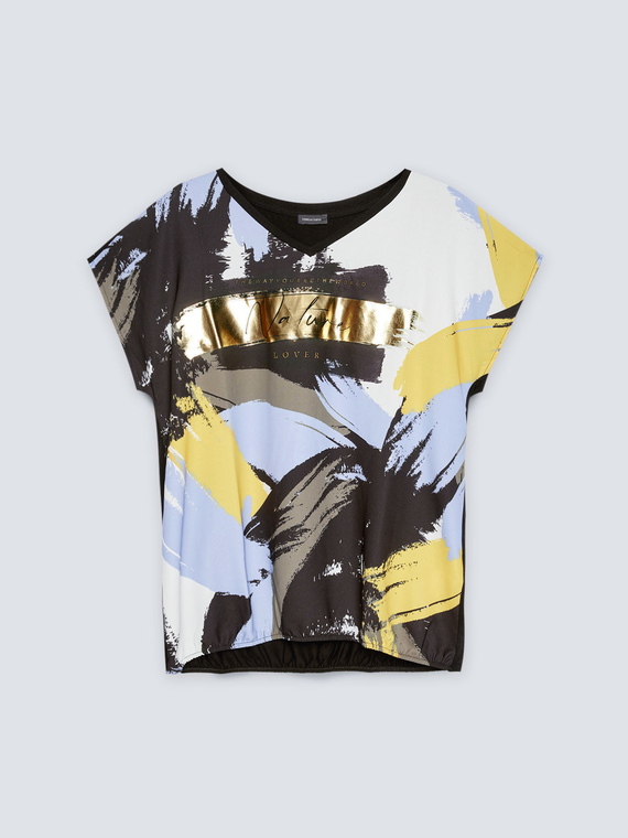 T-shirt with print and elastic at the hem