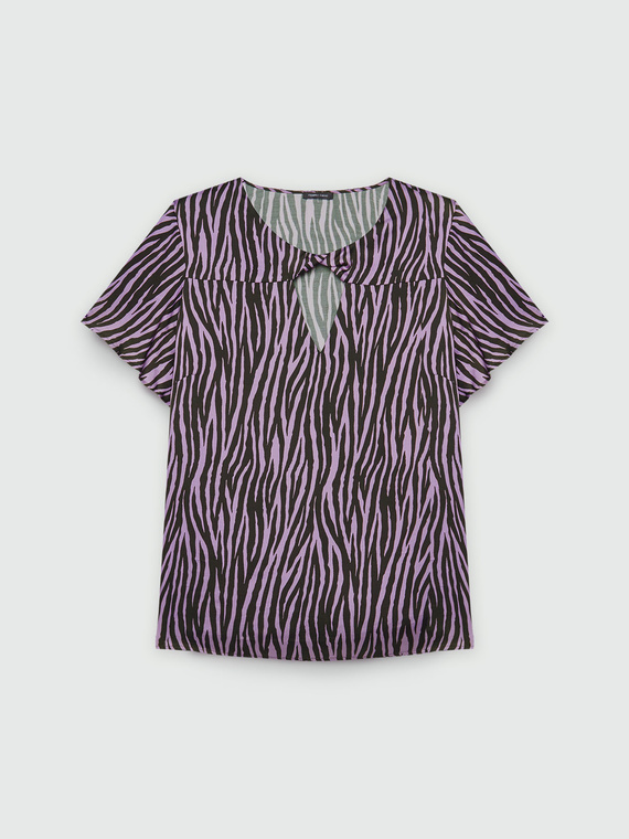 Bluse in Animalier-Optik mit Knoten