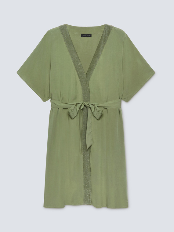 Long ECOVERO™ viscose blouse with belt