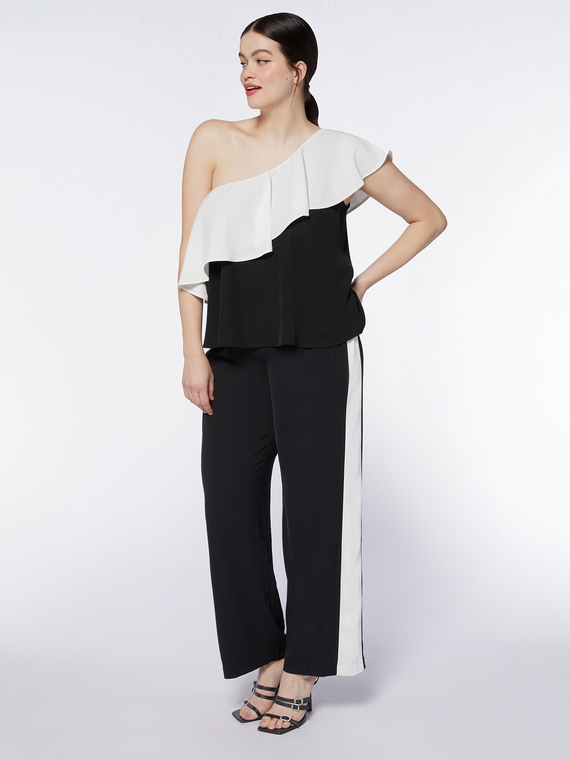 One-shoulder top with jumbo ruffles