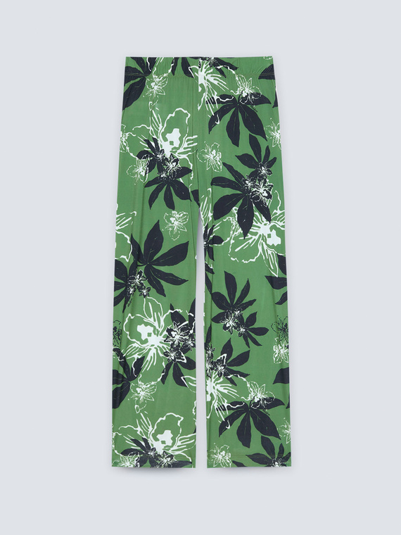 Pantaloni in jersey dalla stampa foliage