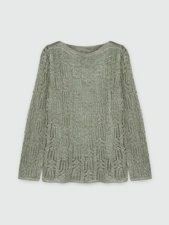 Lurex-Pullover mit Lochmuster