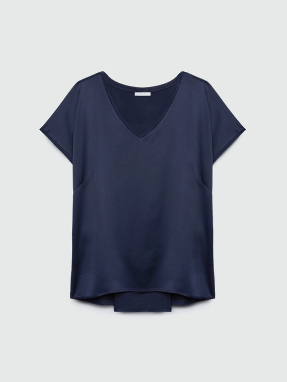 Satin and jersey T-shirt