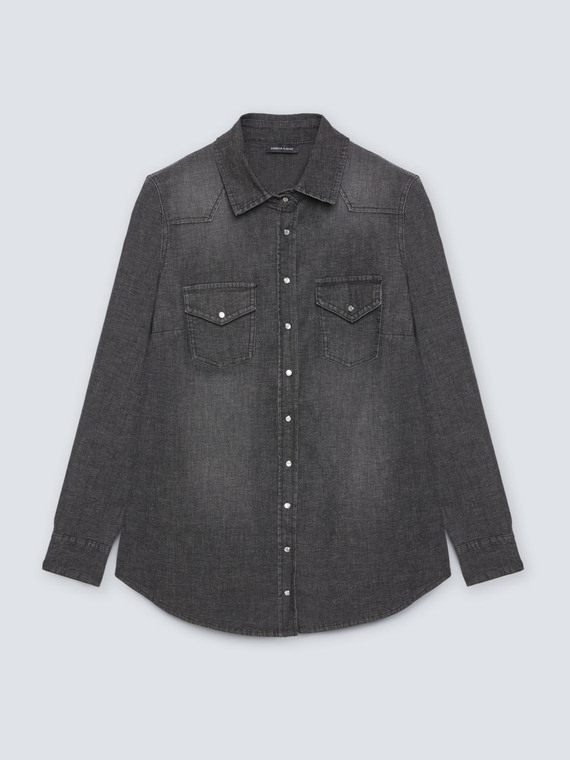 Camisa en denim gris