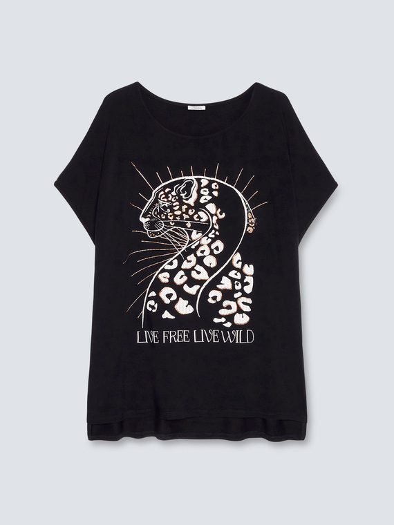 T-shirt con stampa animalier