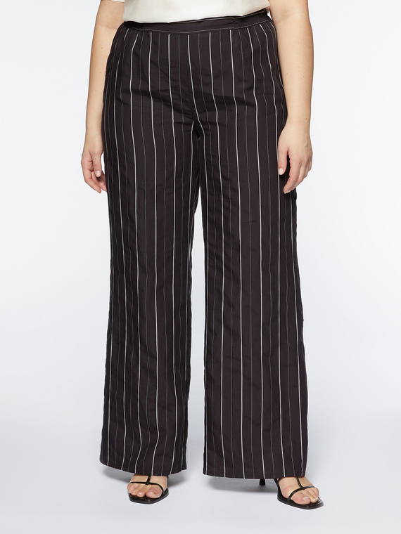 Pinstriped fabric trousers