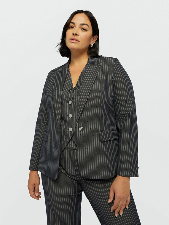 Blazer in pinstriped fabric