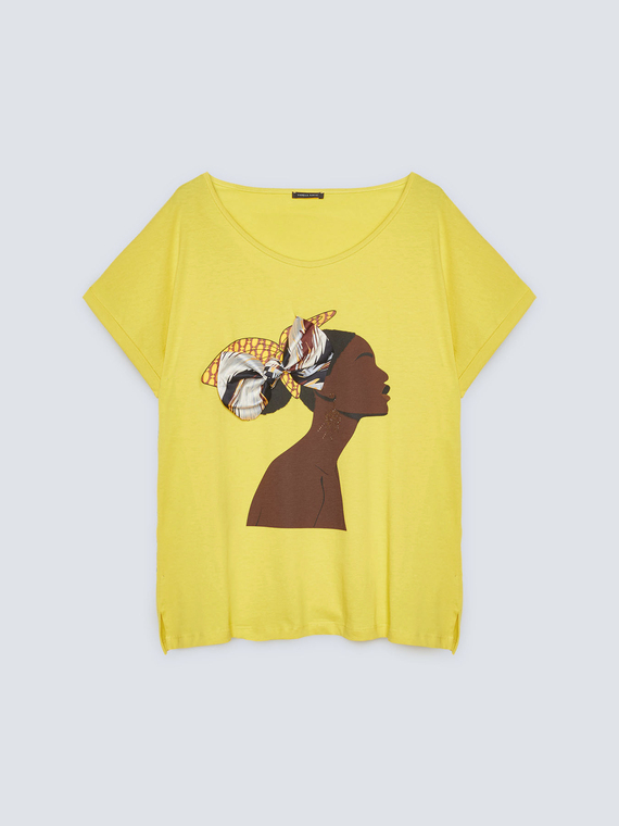 T-shirt with print and bow