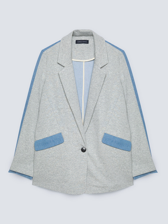 Blazer aus Sweatshirt-Stoff und Denim