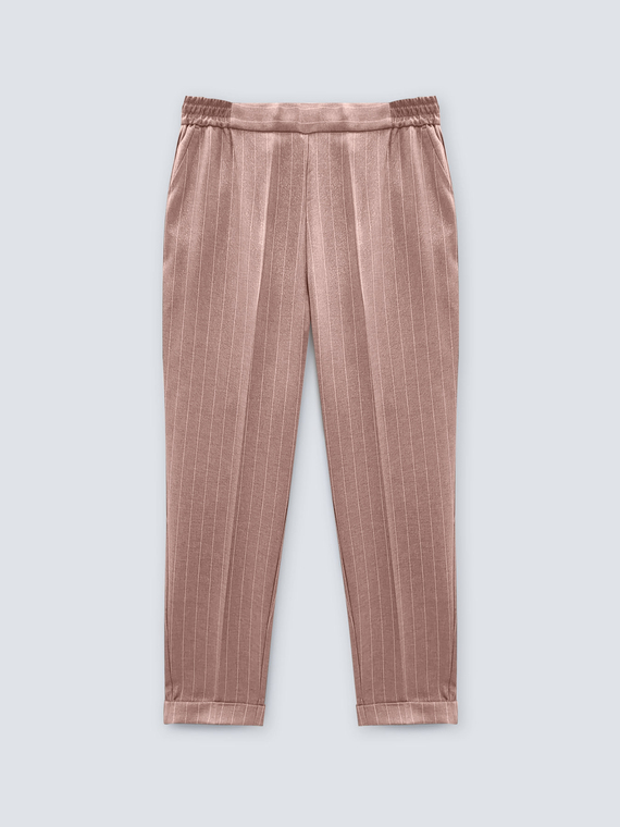 Pinstriped fabric trousers