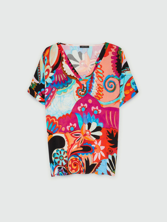 Multicolour LENZING™ ECOVERO™ viscose blouse