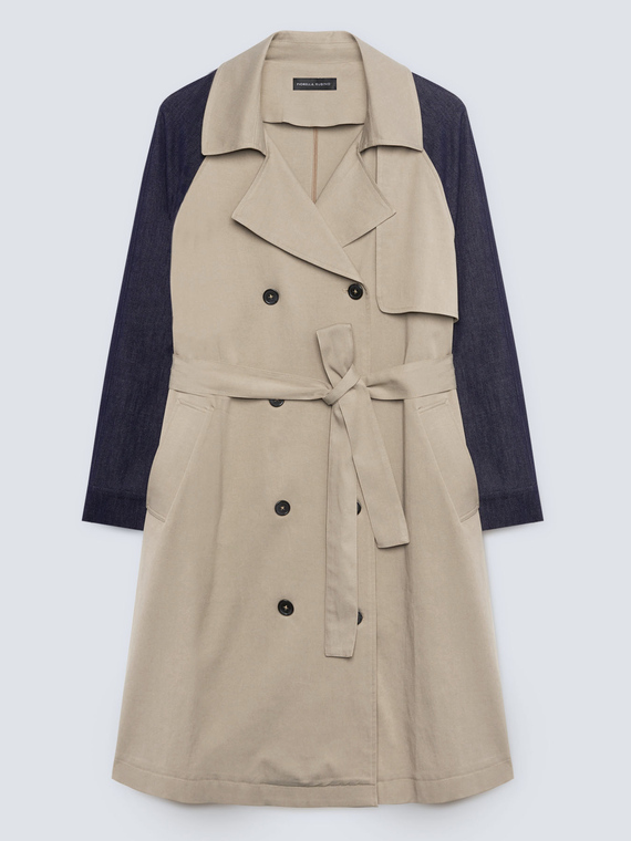 Trenchcoat mit Denim-Ärmeln