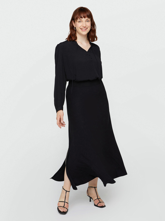 Long crepe jersey skirt