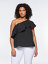 One-shoulder top with jumbo ruffles image number 0