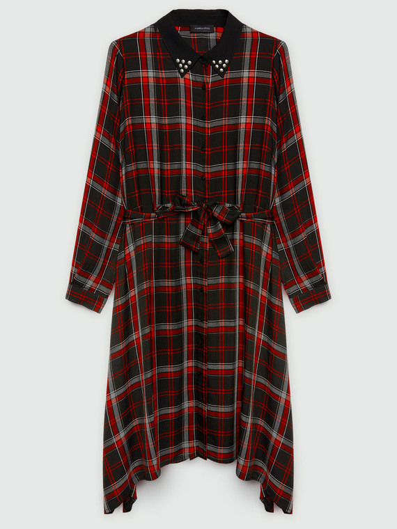 Tartan chequered dress with studs