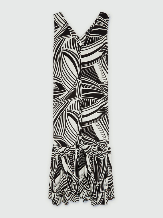 Long dress with black and white print