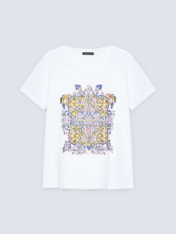 T-shirt con stampa maiolica